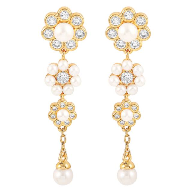 Aya tripple flower Oorbellen Goud