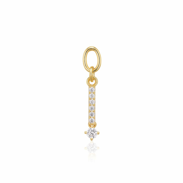 Charm Circolo Lungo - 18k Goudpläterad, med vita zirkoner Hoop