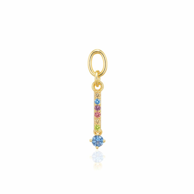 Charm Circolo Lungo - 18k Goudpläterad, med multifärgade zirkoner Hoop