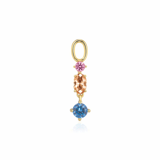 Charm Pendolo Tre - 18k Goudpläterad, med multifärgade zirkoner Hoop