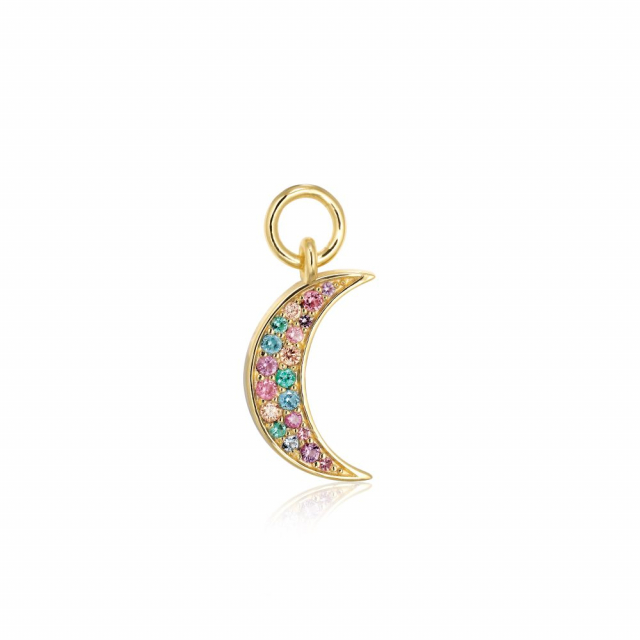 Charm Luna  - 18k Goudpläterad, med multifärgade zirkoner Hoop