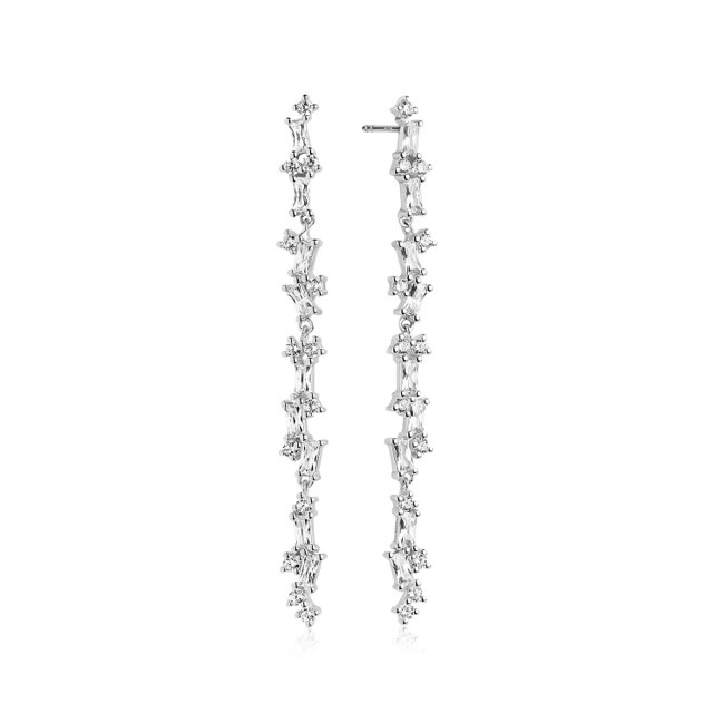 ANTELLA LUNGO Oorbel witte Zirkoner (Zilver)