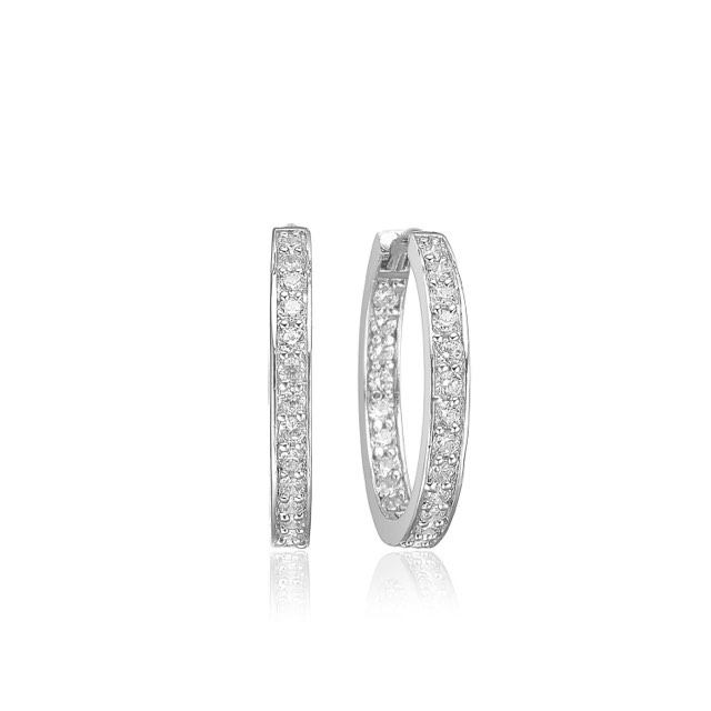 CORTE Oorbel witte Zirkoner (Zilver)