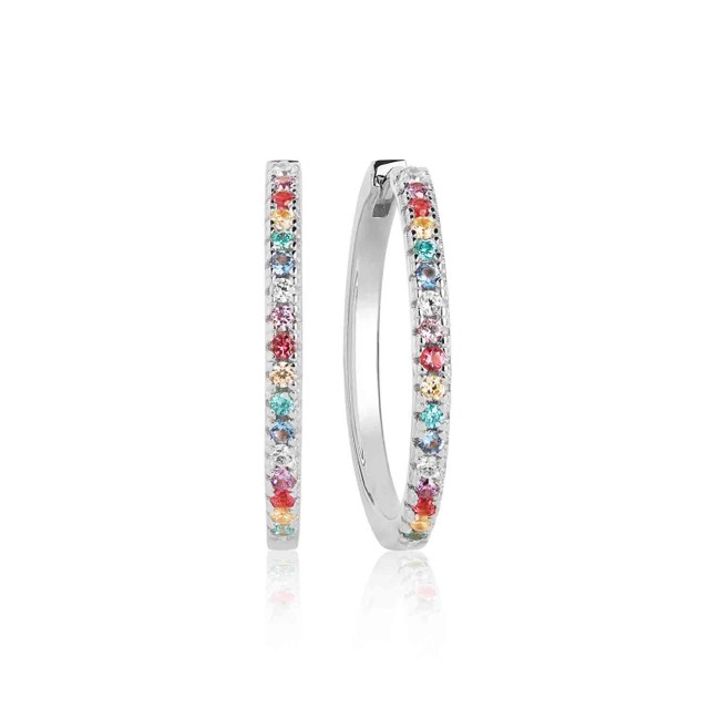ELLERA X-GRANDE Oorbel meerkleurige Zirkoner (Zilver)