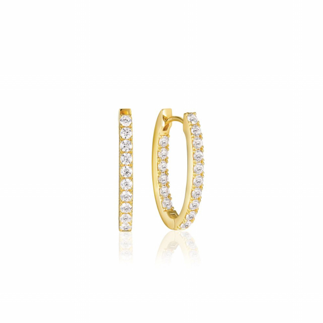 Ellisse Piccolo - 18k Goudpläterade, med vita zirkoner Oorbel
