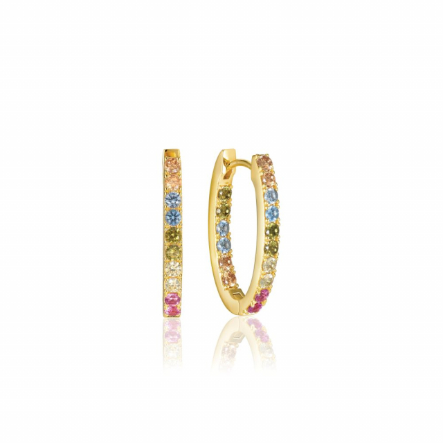 Ellisse Piccolo - 18k Goudpläterade, med multifärgade zirkoner Oorbel