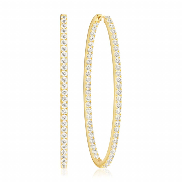 Ellisse Grande - 18k Goudpläterade, med vita zirkoner Oorbel