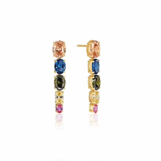 Ellisse Cinque - 18k Goudpläterade, med multifärgade zirkoner Oorbel