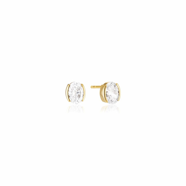 Ellisse Carezza - 18k Goudpläterade, med vita zirkoner Oorbel