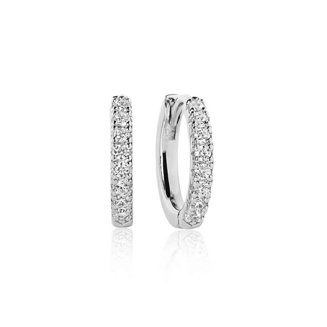 ELLERA MEDIO Oorbel witte Zirkoner (Zilver)