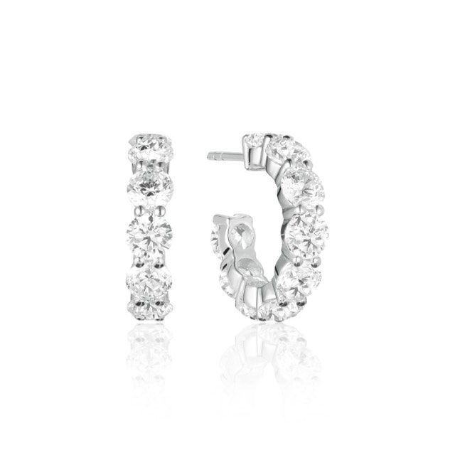 BELLUNO CREOLO Oorbel witte Zirkoner (Zilver)