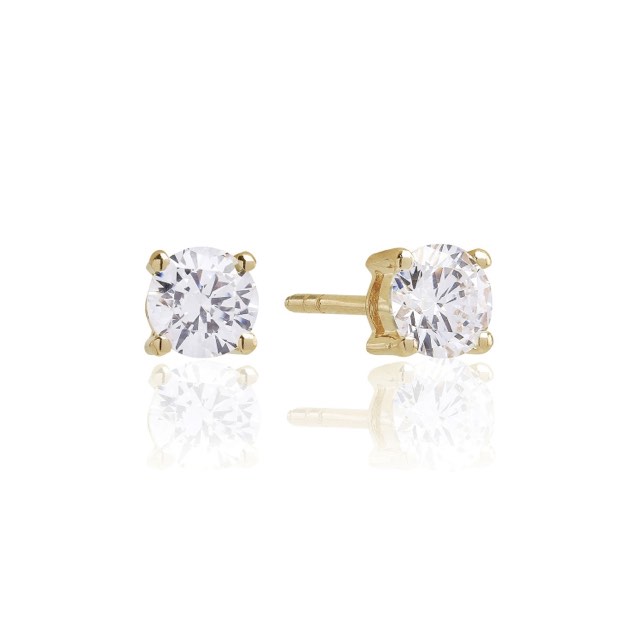 PRINCESS ROUND Oorbel witte Zirkoner (goud)