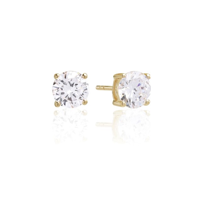 PRINCESS ROUND Oorbel witte Zirkoner (goud)