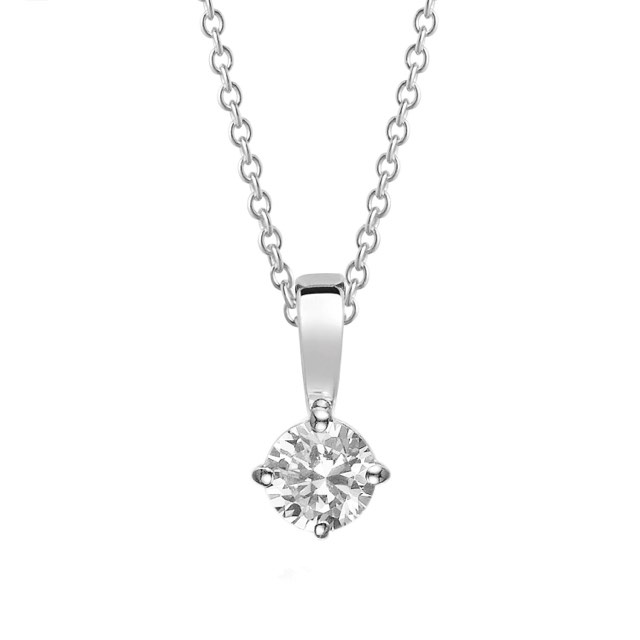 PRINCESS ROUND Kettingen witte Zirkoner (Zilver) 45 cm