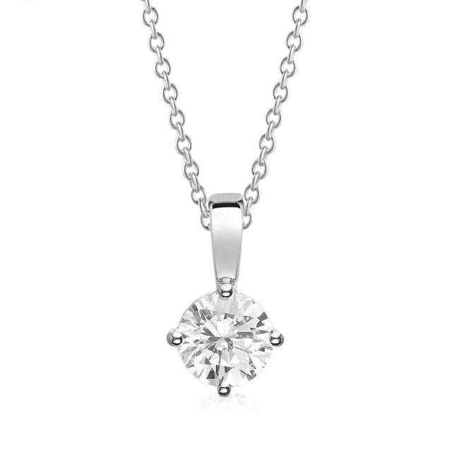 PRINCESS ROUND Kettingen witte Zirkoner (Zilver) 45 cm