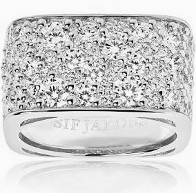 NOVARA QUADRATO ring witte Zirkoner (Zilver)