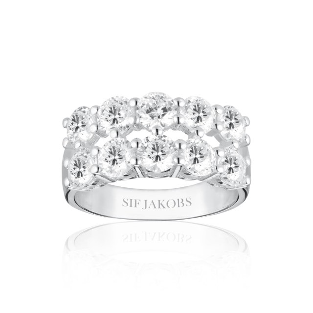 BELLUNO DUE ring witte Zirkoner (Zilver)