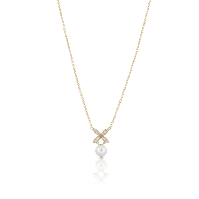 Ellipse mini pearl Necklace Gold