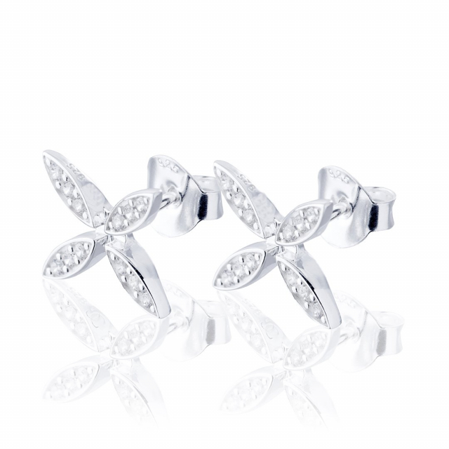 Sparkling ellipse mini Earrings Silver