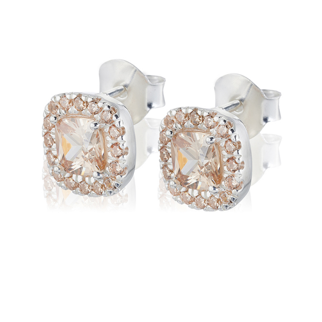 Glamorous - champagne Earrings studs Silver