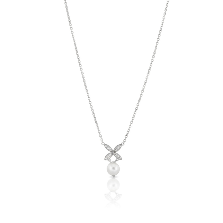 Ellipse mini pearl Necklace Silver in de groep Kettingen / Zilveren kettingen bij SCANDINAVIAN JEWELRY DESIGN (s243)