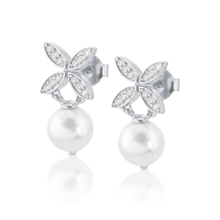 Ellipse mini pearl Earrings Silver in de groep Oorbellen / Zilveren oorbellen bij SCANDINAVIAN JEWELRY DESIGN (s244CG)