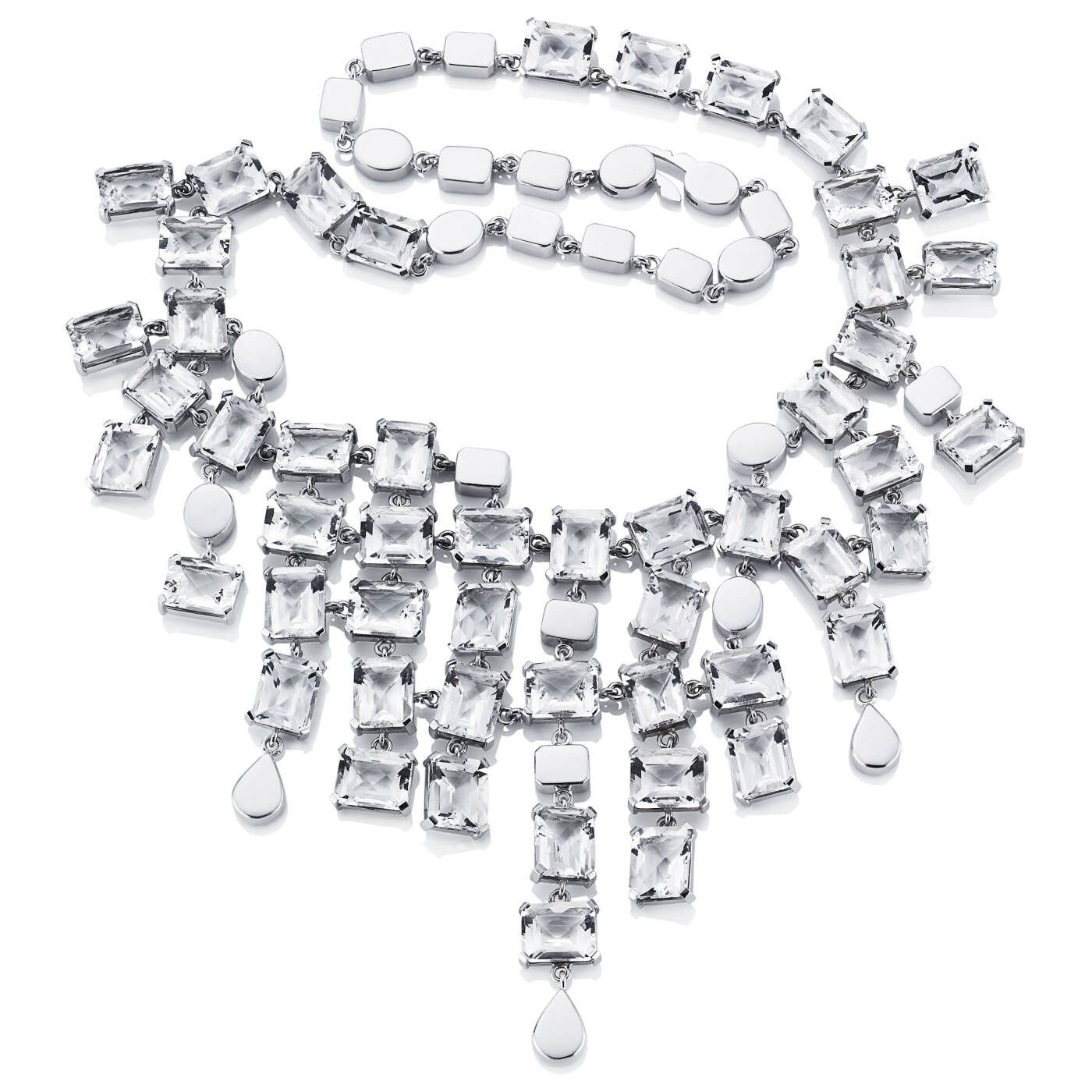 Crystal Rain Collier - Clear Kettingen Zilver