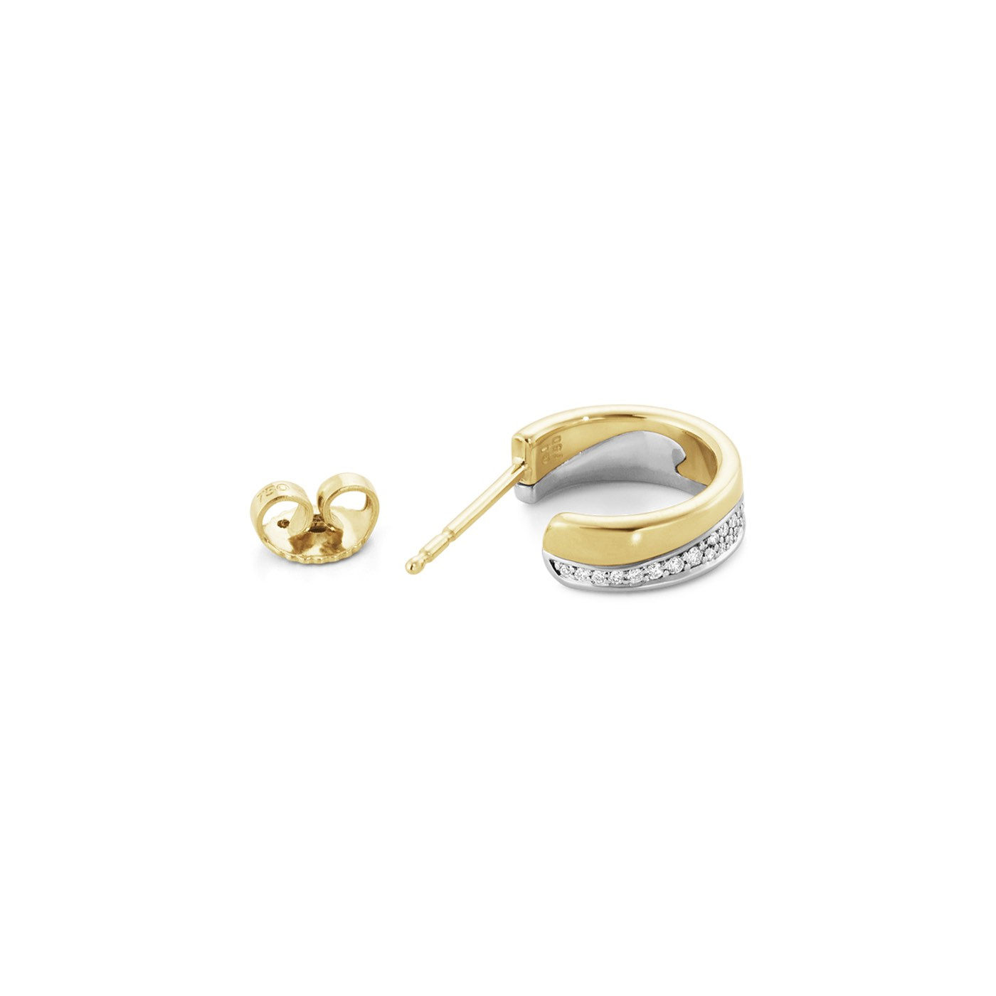 FUSION SMALL Oorbel goud Witgoud PAVÉ 0.18 CT