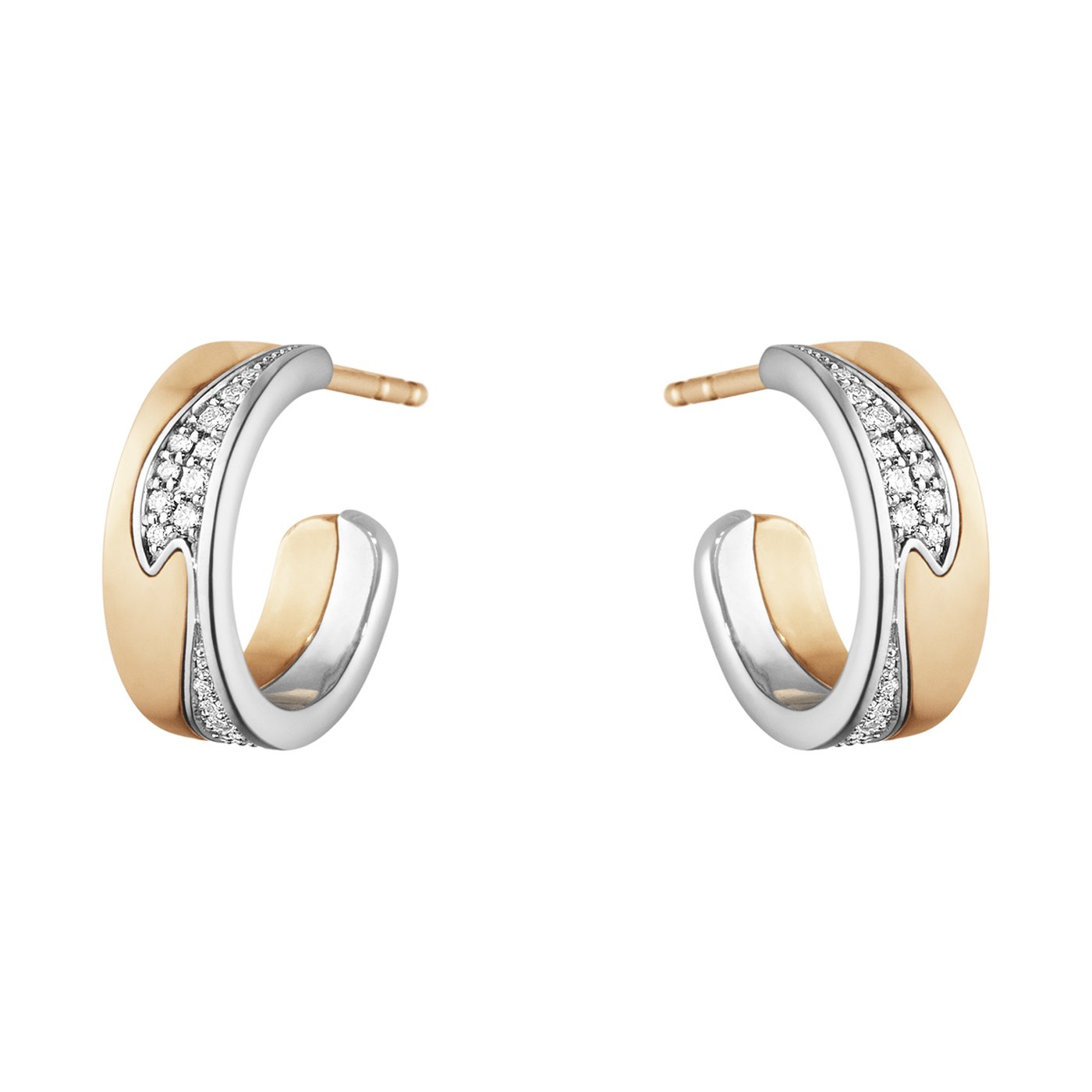 FUSION SMALL Oorbel Roségoud Witgoud PAVÉ 0.18 CT