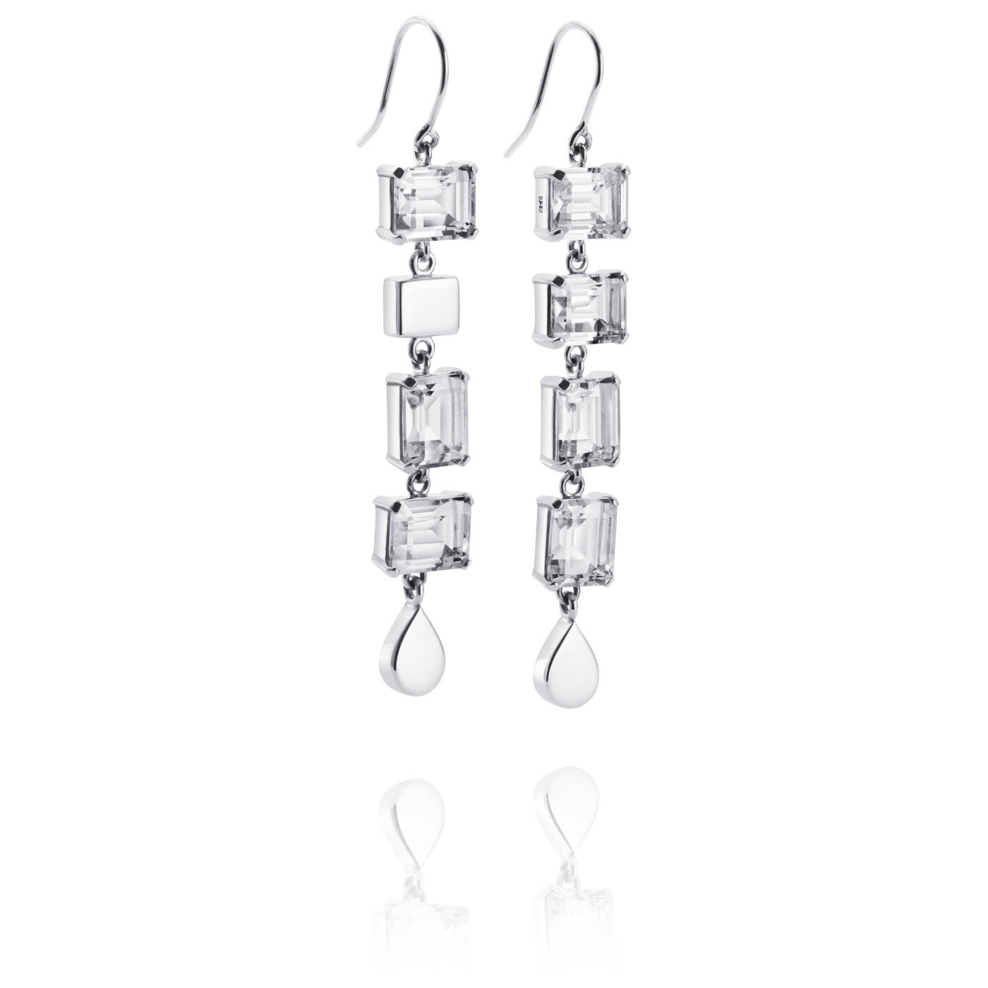 Crystal Fall - Clear Oorbel Zilver