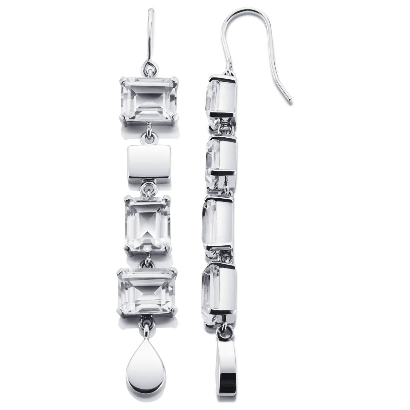 Crystal Fall - Clear Oorbel Zilver