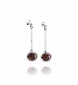Swinging Love Beads - Smokey Quartz earring Zilver