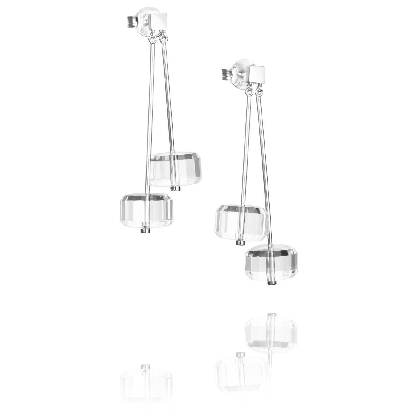 Crystal Disc Oorbel Zilver