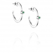 Micro Blink Hoops - Green Emerald Oorbel Zilver