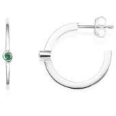 Micro Blink Hoops - Green Emerald Oorbel Zilver