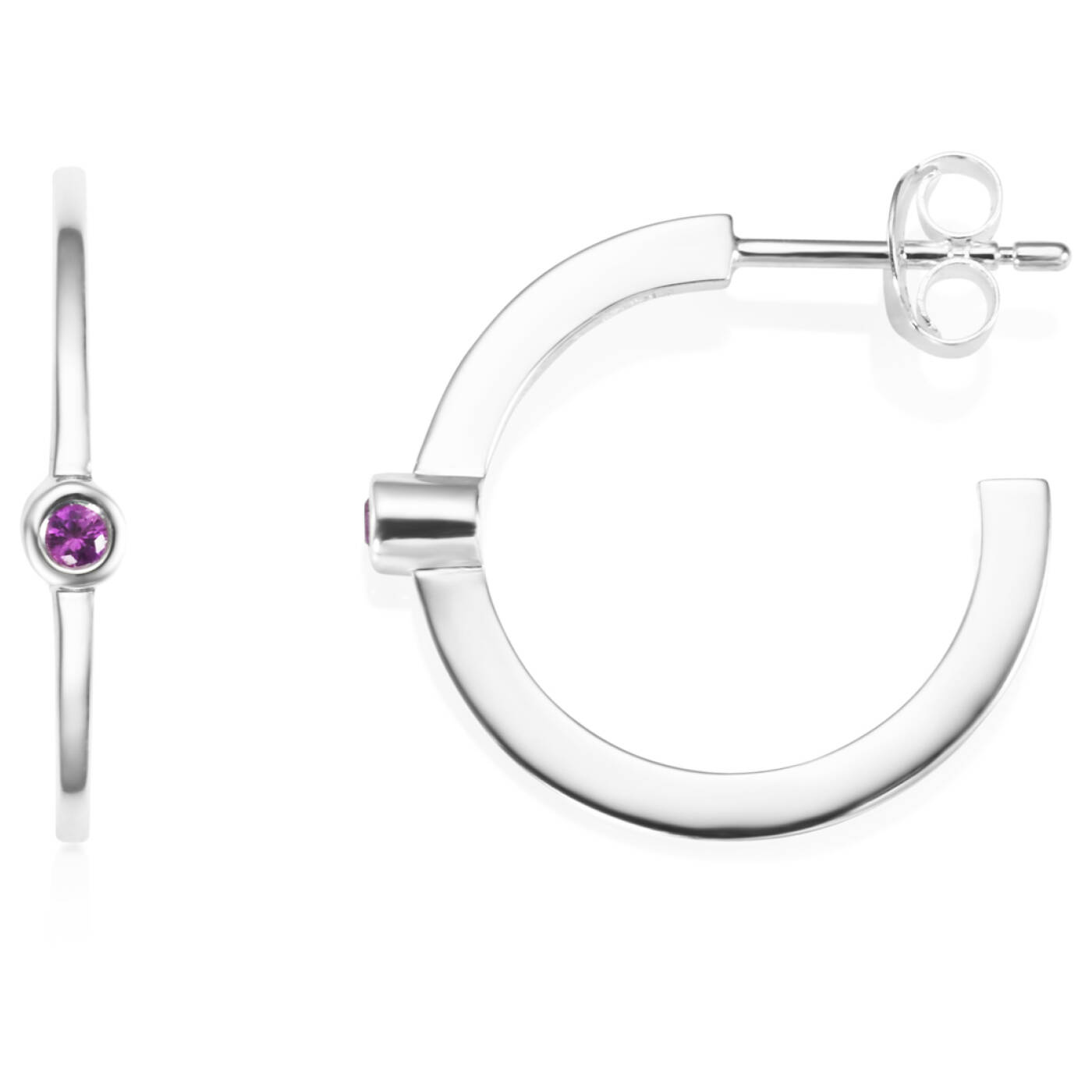 Micro Blink Hoops - Pink Sapphire Oorbel Zilver