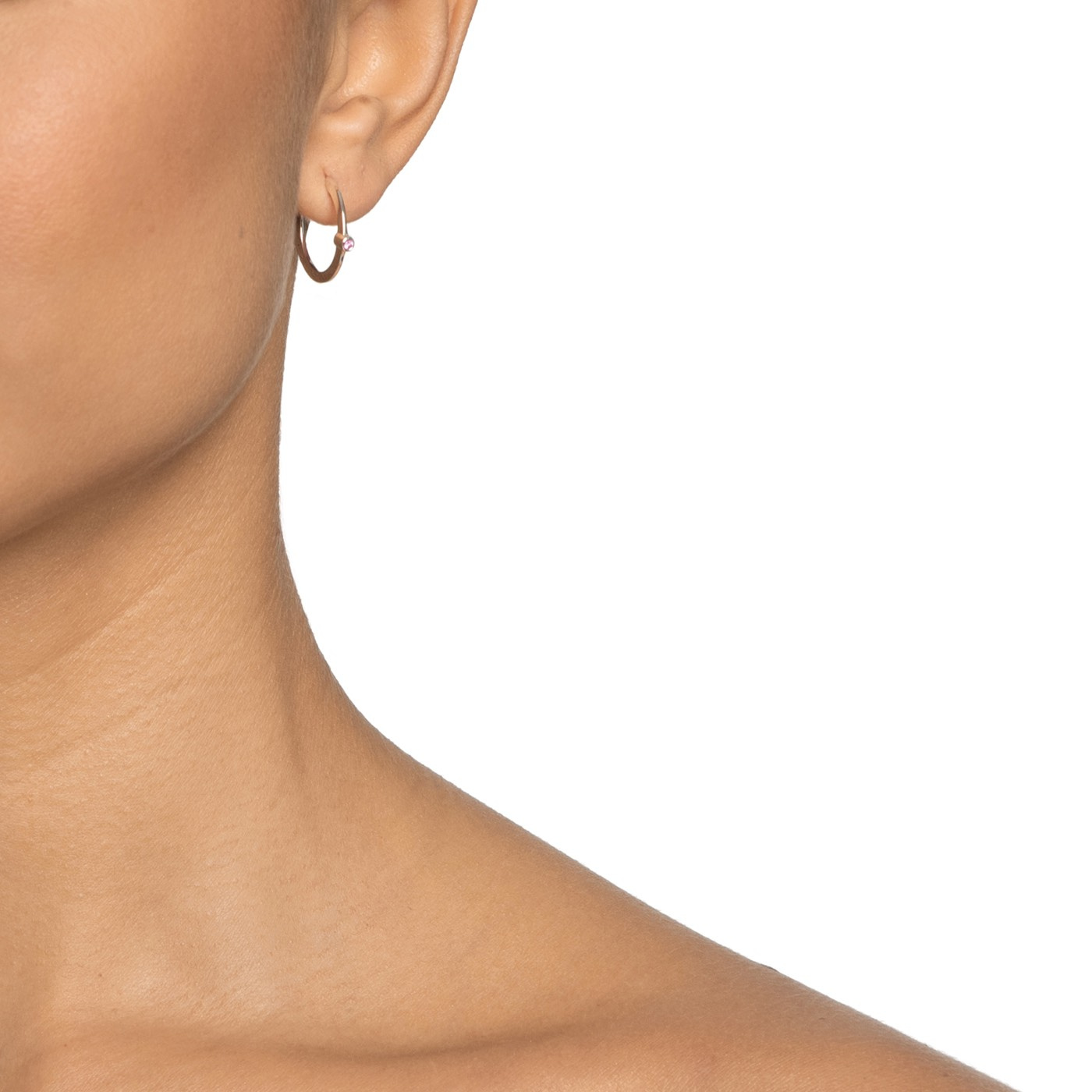 Micro Blink Hoops - Pink Sapphire Oorbel Zilver