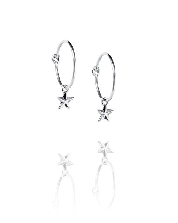 Micro catch a falling star hoops Earrings Silver