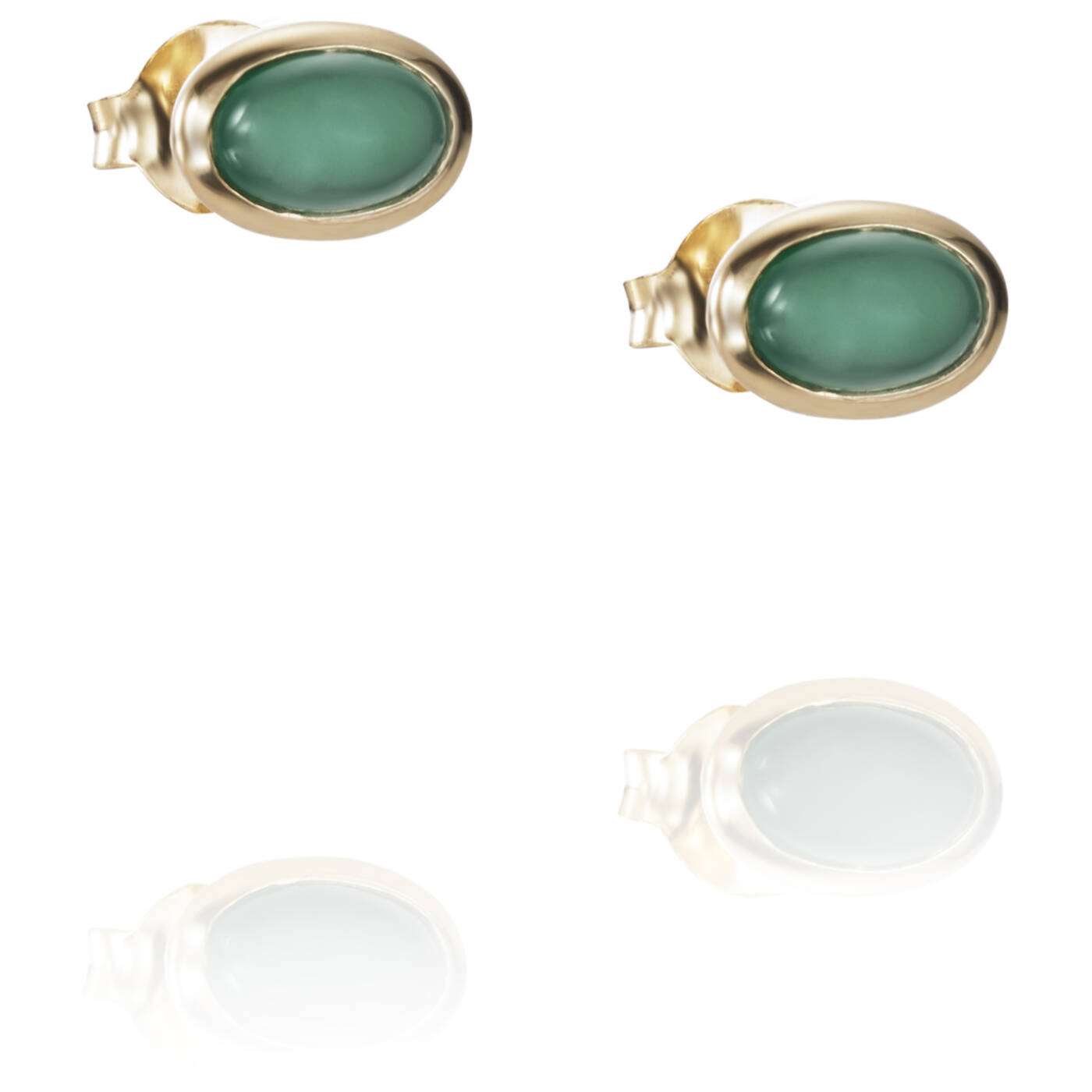 Love Bead - Green Agate Oorbel goud