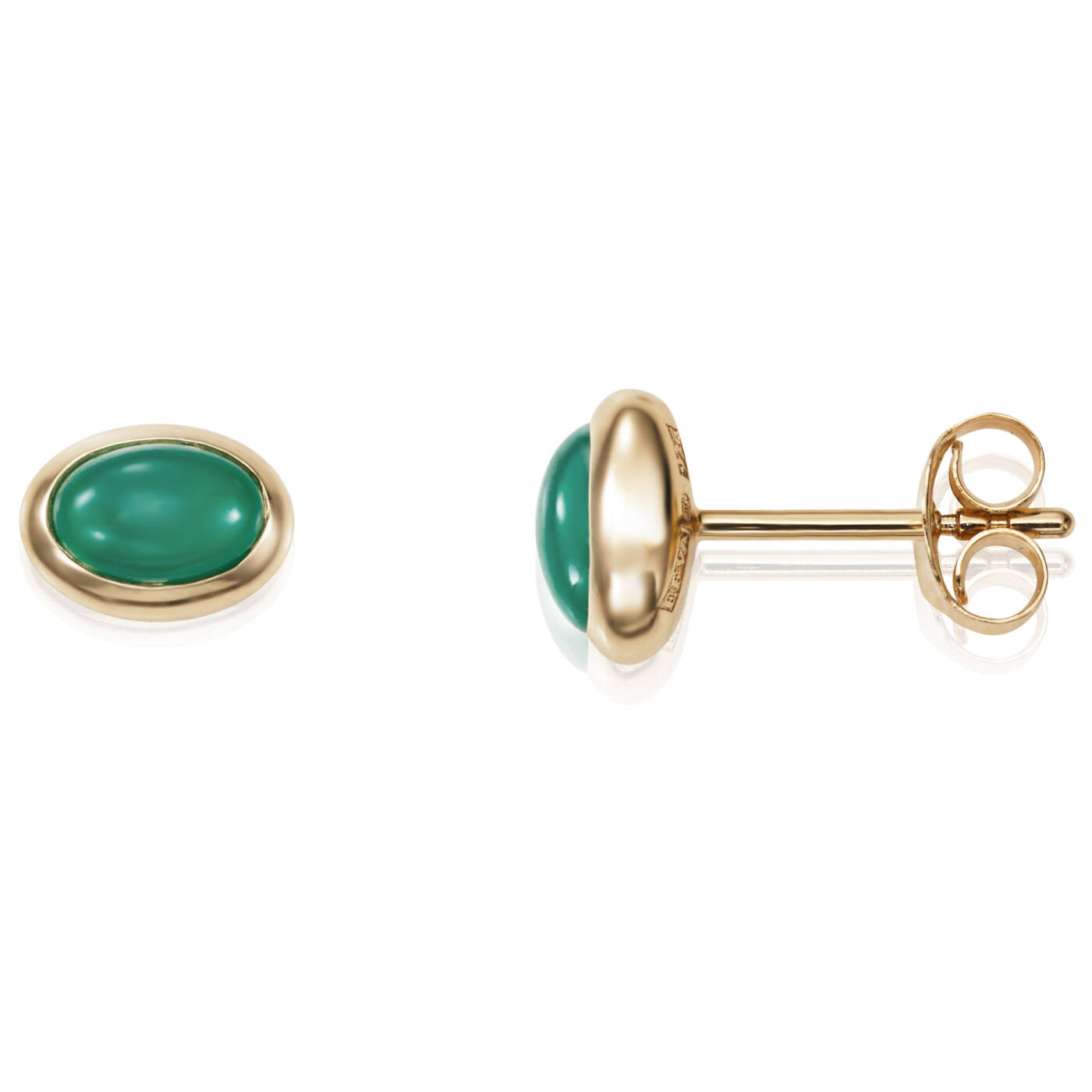 Love Bead - Green Agate Oorbel goud