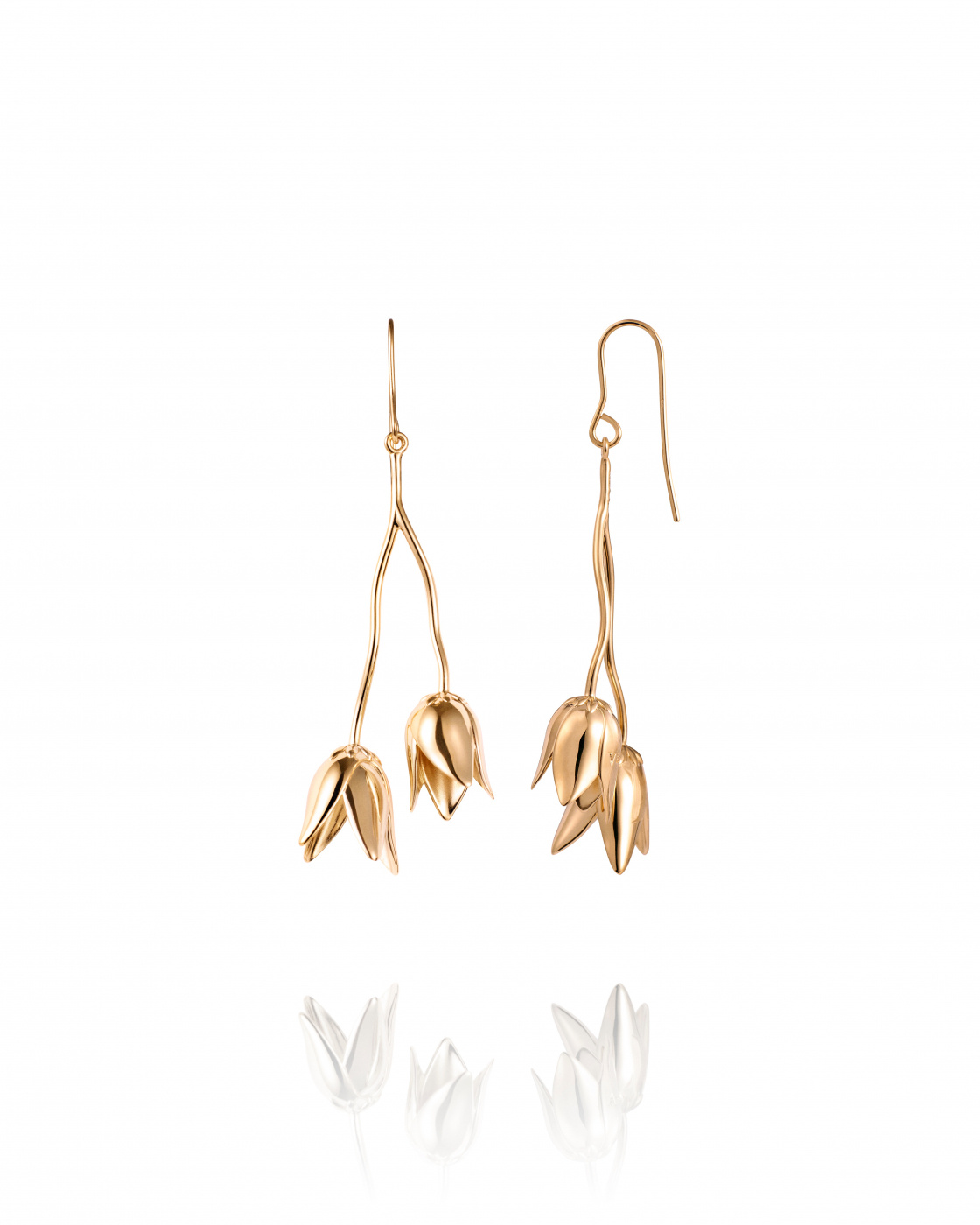 Helleborus Earrings Gold plated Silver