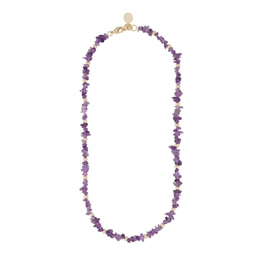 Capri stone neck gold purple 42 cm
