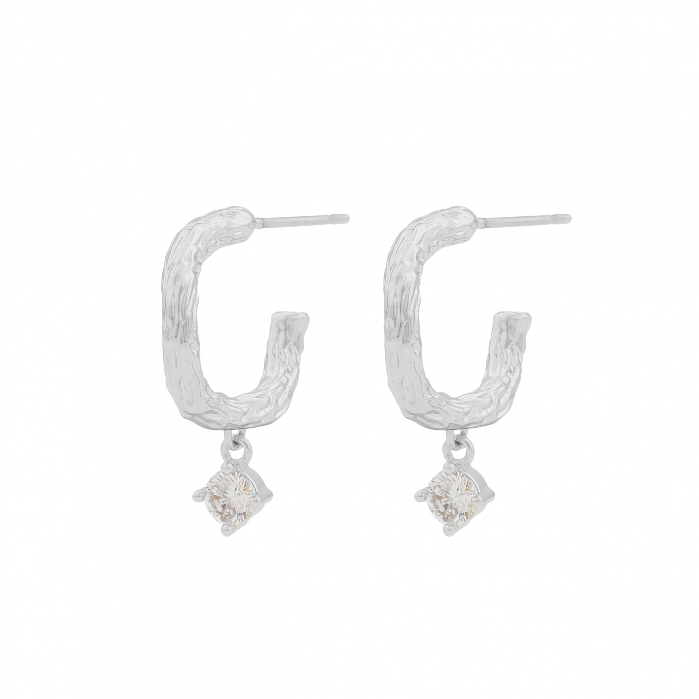 Oz oval pendant ear Zilver/clear-Onesize