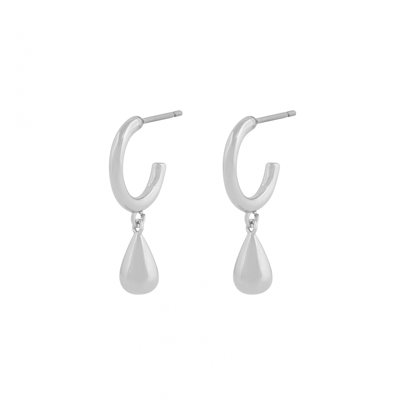 Gina oval pendant ear Zilver
