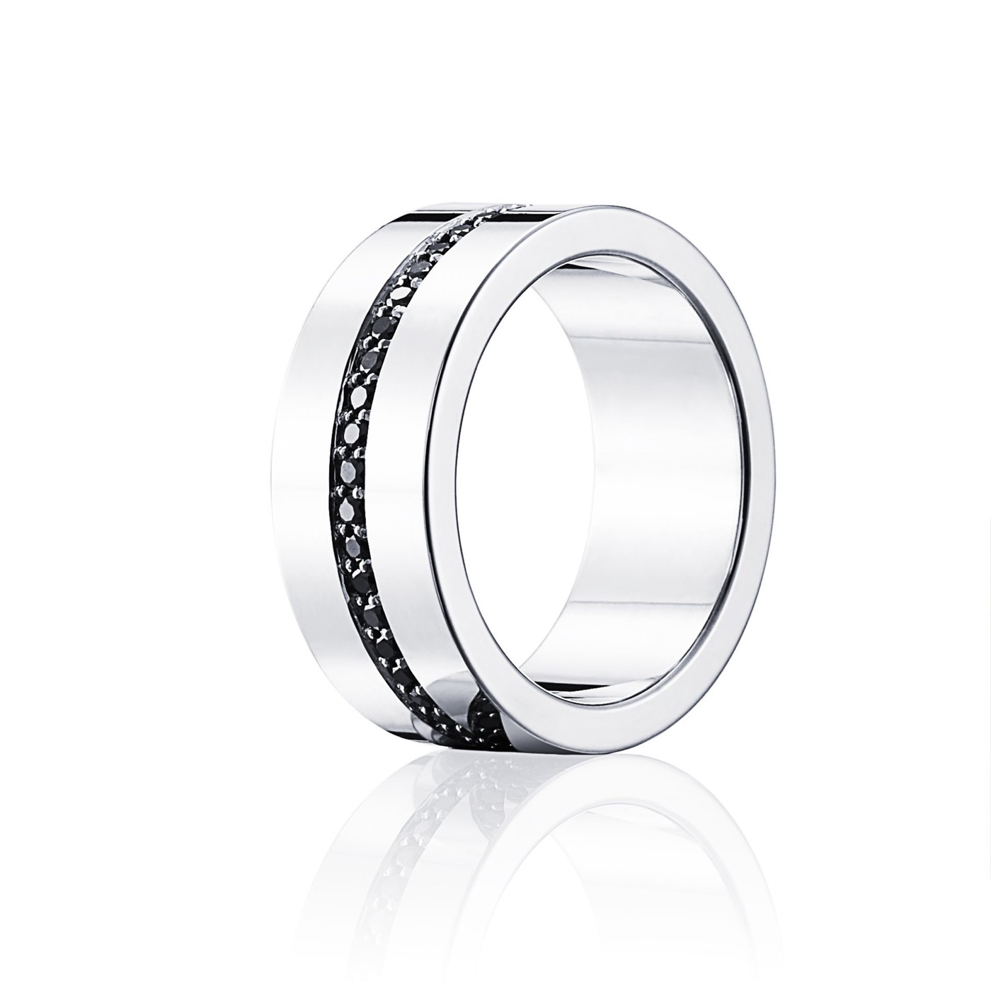 Wide & Black Stars Ring Zilver