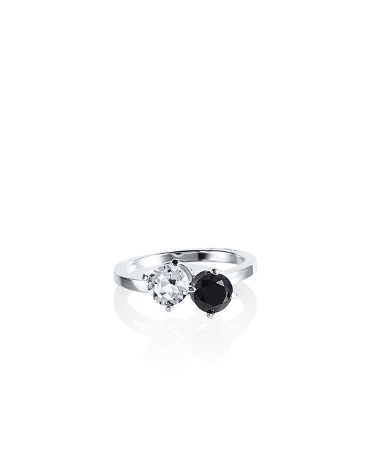 The Storm & I Ring Zilver Crystal Quartz/Onyx 