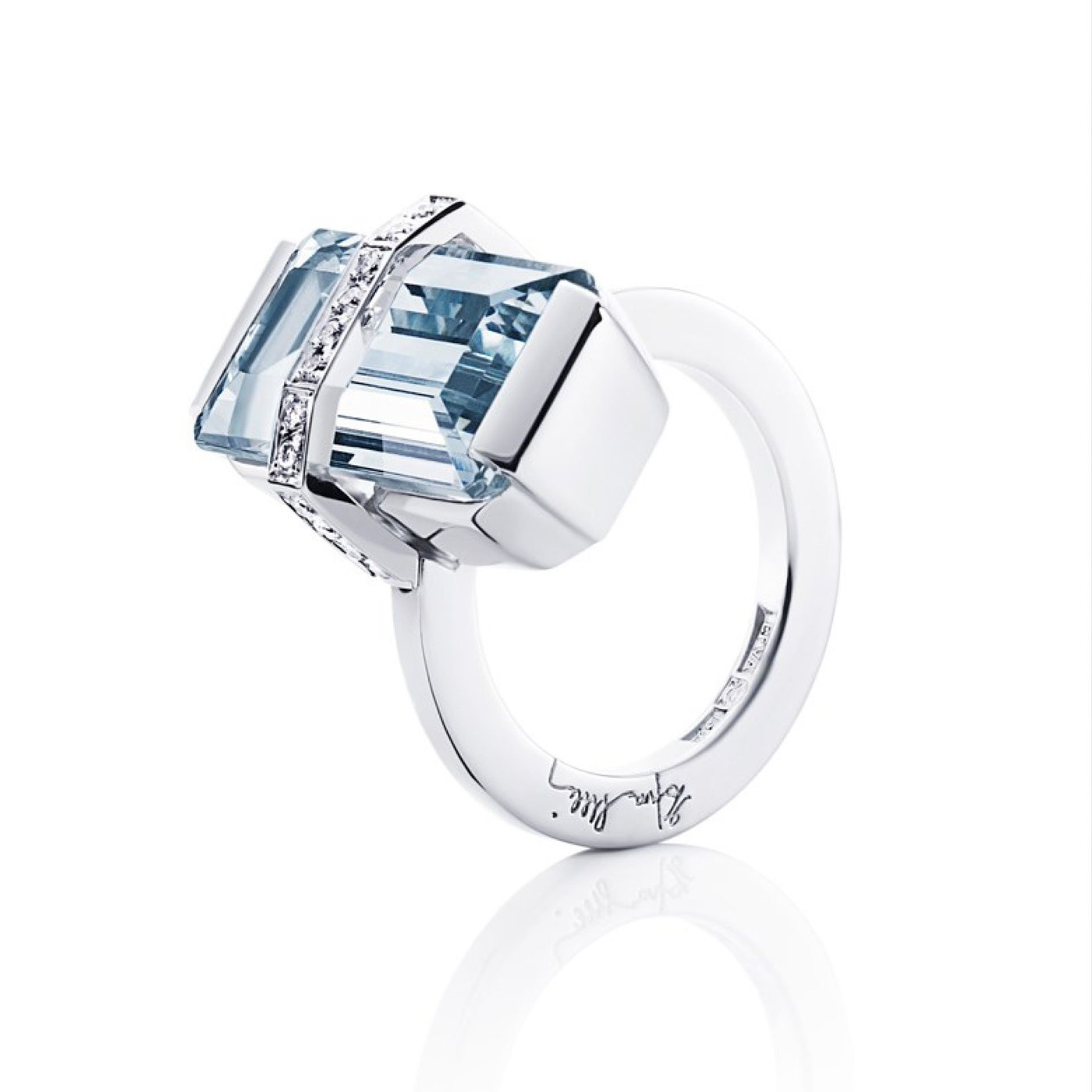 Bend Over - Aquamarine Ring goud