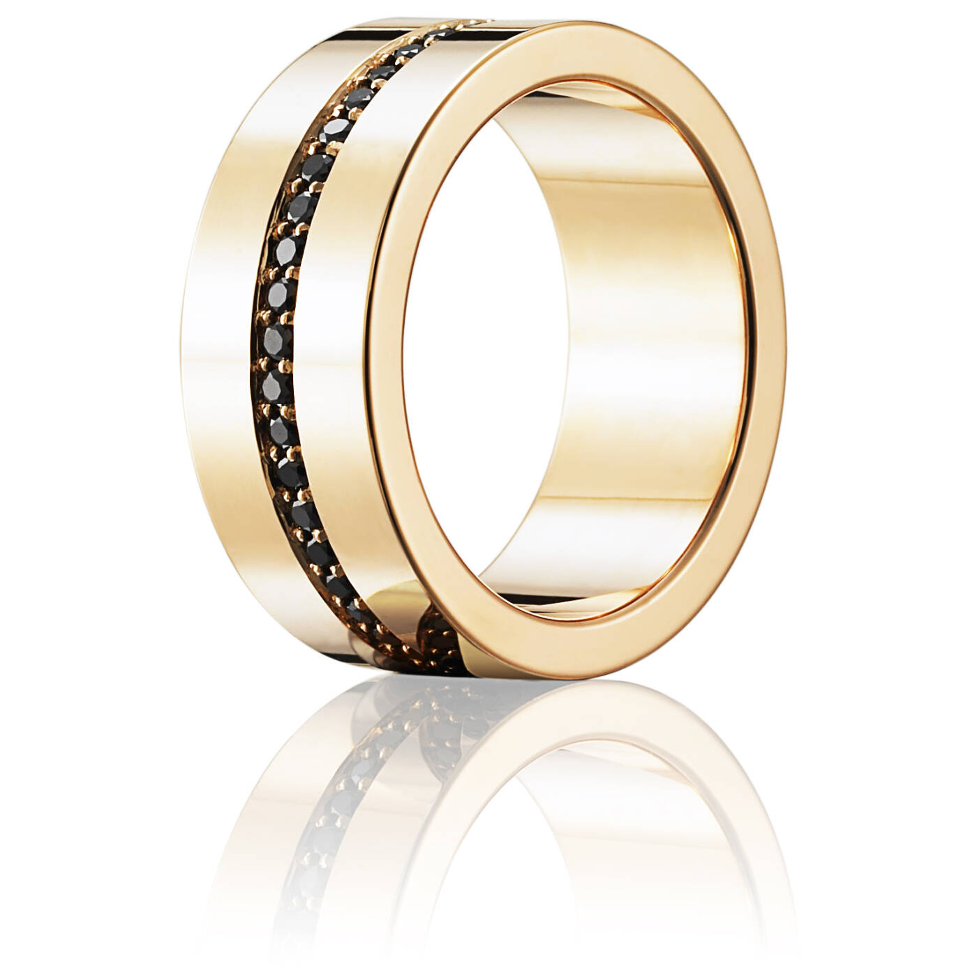Wide & Black Stars Ring goud