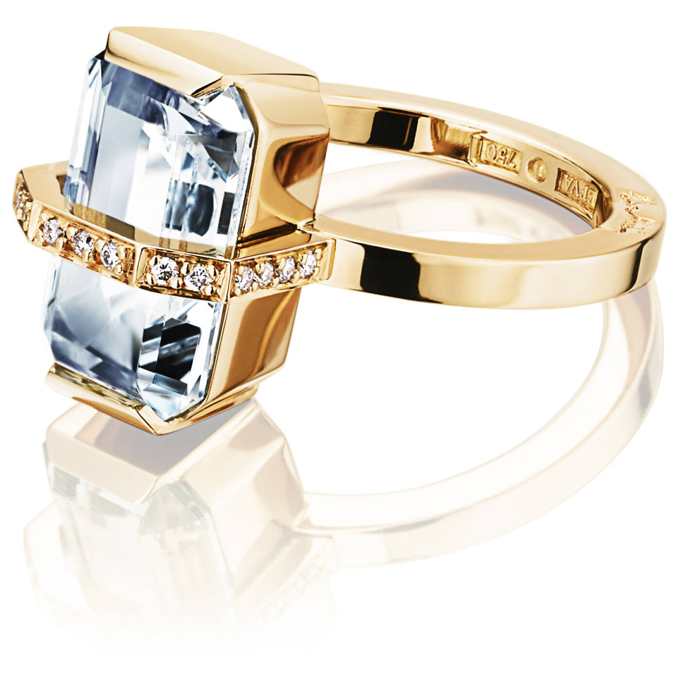 Little Bend Over - Aquamarine Ring goud