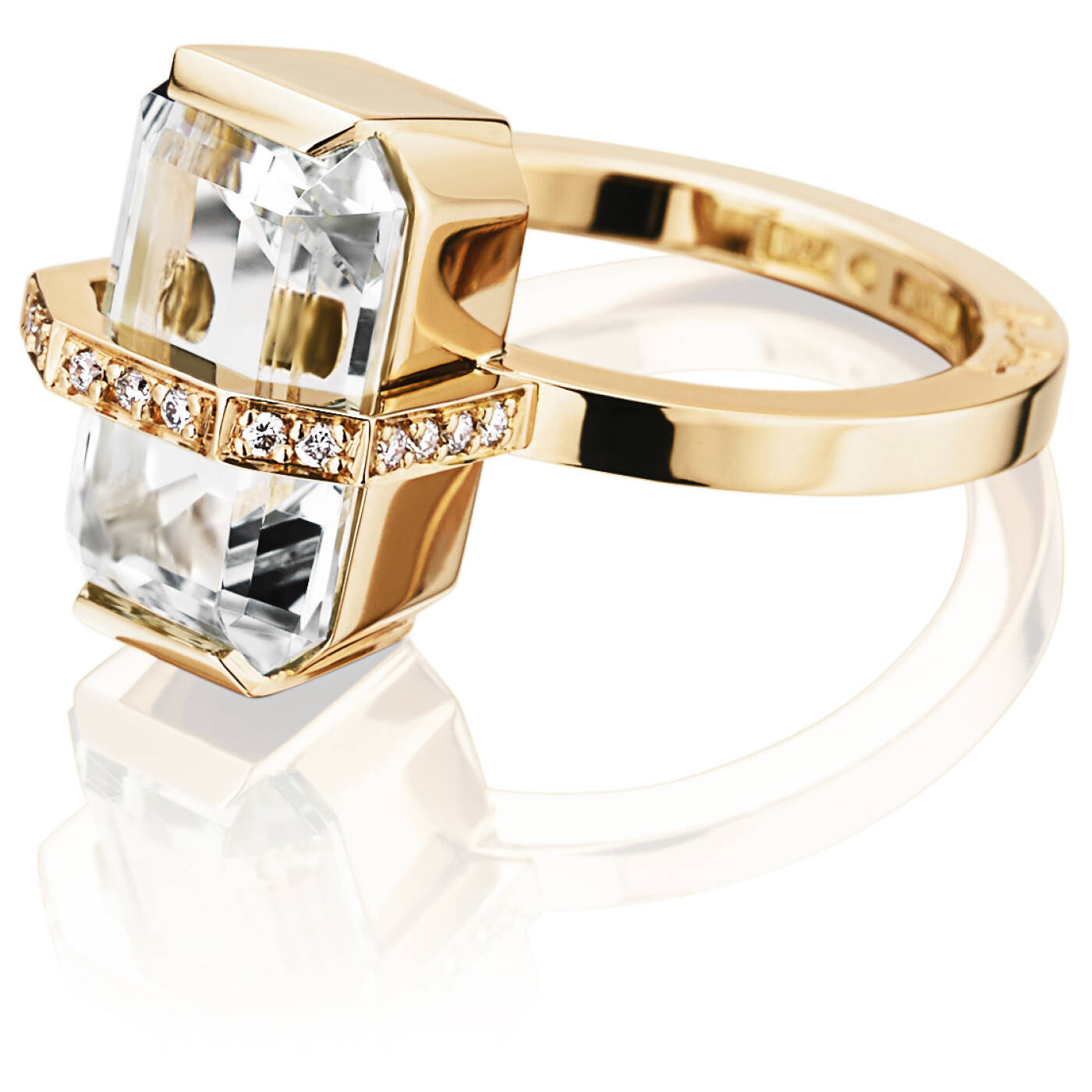 Little Bend Over - Crystal Quartz Ring goud